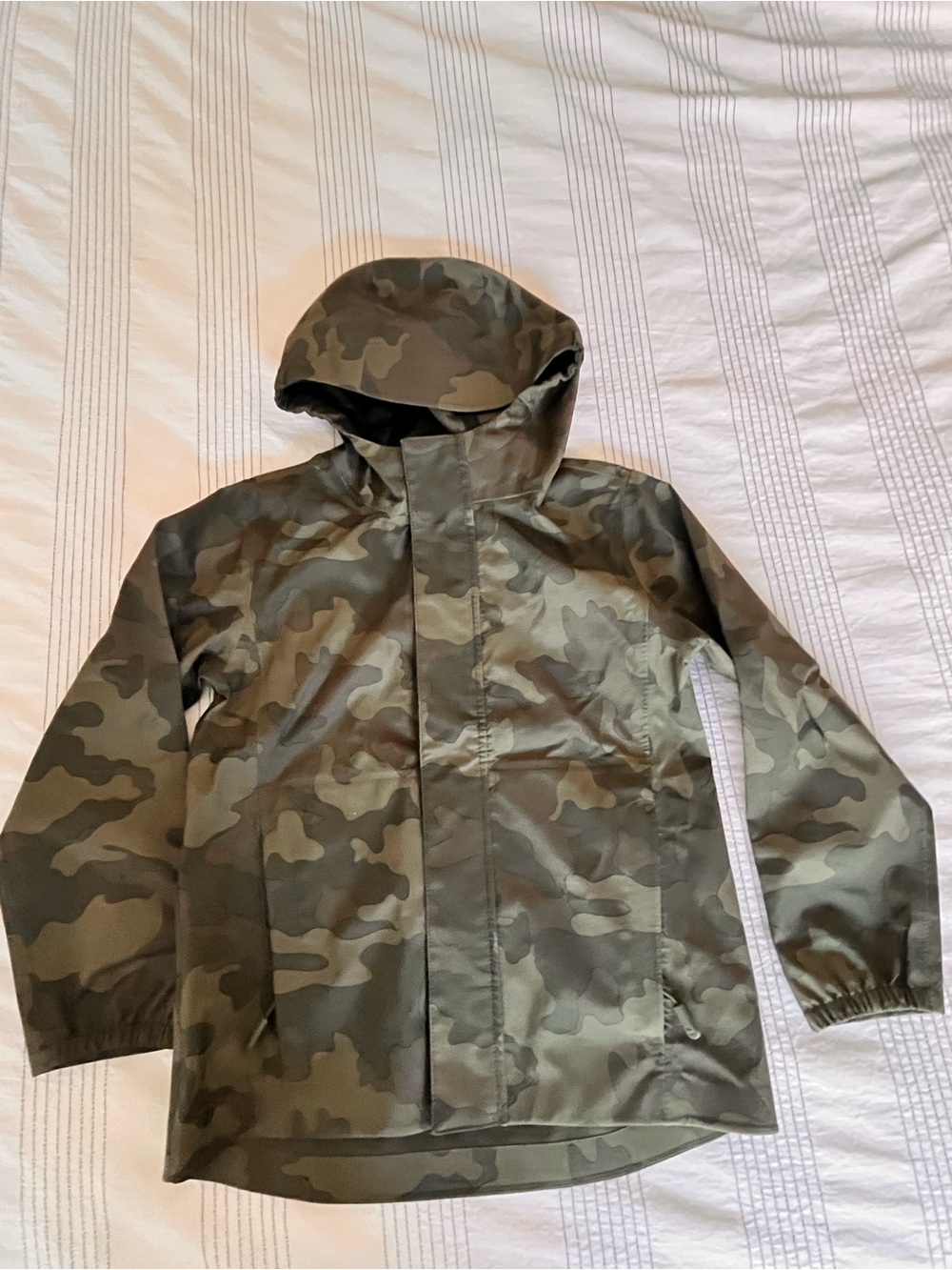 Kids Camo Hooded Rain Jacket - Green Camouflage